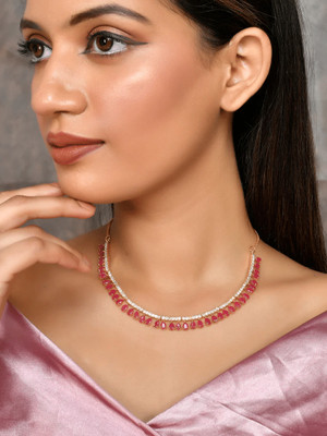 Opus Gems Alloy Pink Jewellery Set(Pack of 1)