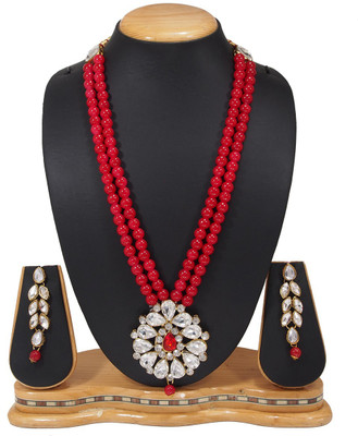 Padmavati Bangles Alloy Gold-plated Red Jewellery Set(Pack of 1)