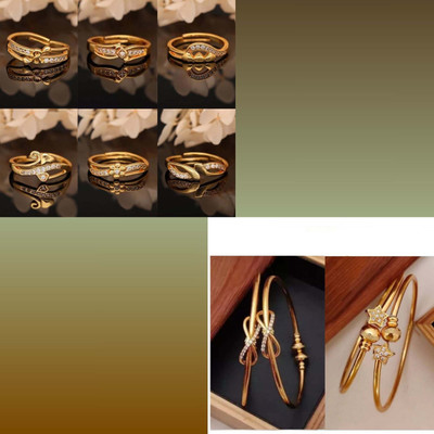 VEDDAA Brass Gold-plated Gold, Silver Jewellery Set(Pack of 8)