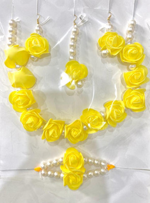 DEEGLO Fabric Sterling Silver Yellow Jewellery Set(Pack of 1)