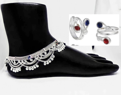 Qrown Alloy Silver Multicolor Jewellery Set(Pack of 1)