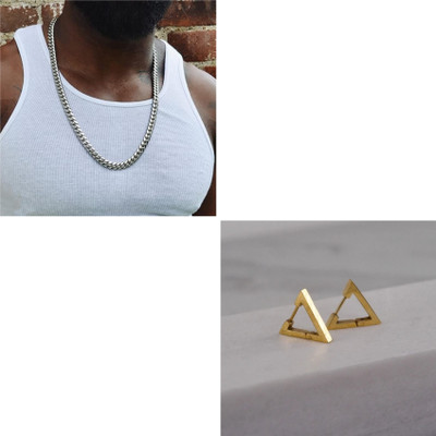 MAATRCHAAYA Stainless Steel Sterling Silver, Gold-plated Silver, Gold Jewellery Set(Pack of 2)