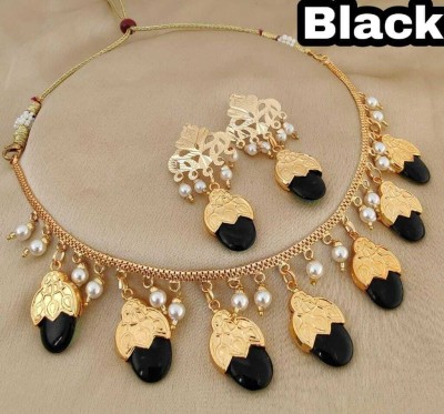 PRJ Alloy Gold-plated Black Jewellery Set(Pack of 1)