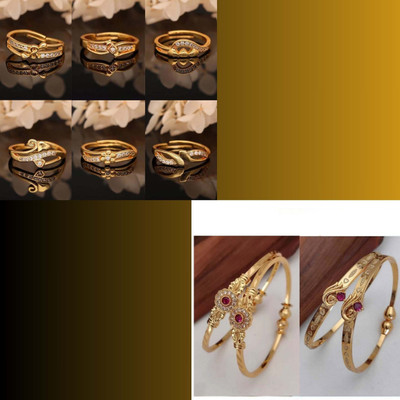 Vedda Brass Gold-plated Red, White Jewellery Set(Pack of 8)