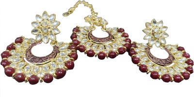 VAGHBHATT Stainless Steel Sterling Silver Maroon Jewellery Set(Pack of 1)