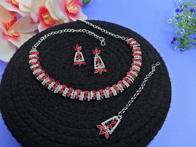 VATSALYA creation Alloy Gold-plated Red Jewellery Set(Pack of 1)