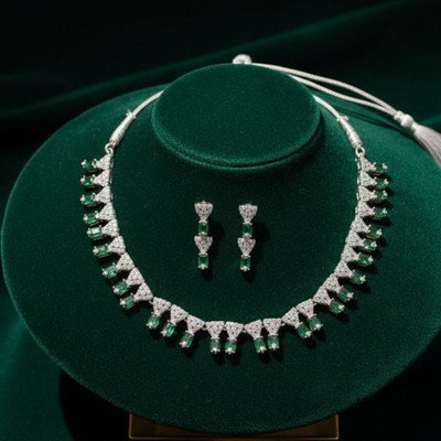 Amoha Lifestyle Alloy Silver Green, Silver Jewellery Set(Pack of 3)