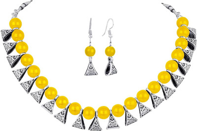 Kaima Oxidised Silver Yellow Jewellery Set(Pack of 1)