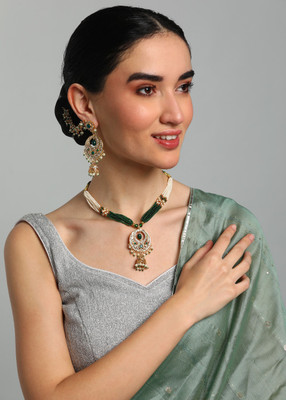 Mk Jewellery Alloy Gold-plated Green, Gold, White Jewellery Set(Pack of 1)