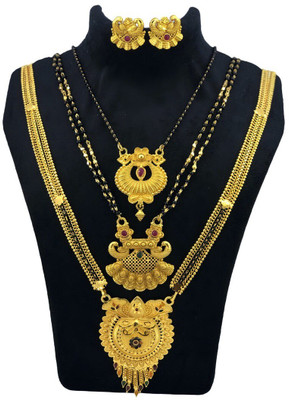 JRD GLOBAL Brass Gold-plated Gold, Black Jewellery Set(Pack of 5)