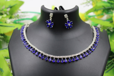 PBM CREATIONS Copper Gold-plated Blue, Silver Jewellery Set(Pack of 3)