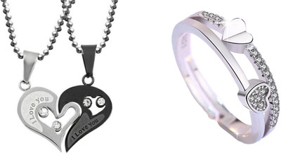 ruby collection Alloy Silver, Black, Silver Jewellery Set(Pack of 2)