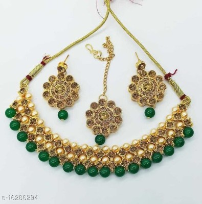 naitika arts Alloy Gold-plated Green, Gold Jewellery Set(Pack of 1)