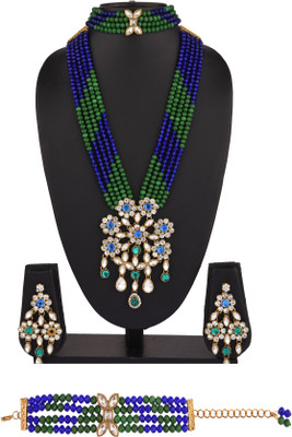 house of common Alloy Gold-plated Blue, Green Jewellery Set(Pack of 1)