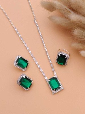 bulsenk Alloy Gold-plated Silver, Green Jewellery Set(Pack of 1)