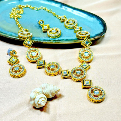 JN Handicraft Alloy Gold-plated Gold, Green Jewellery Set(Pack of 1)