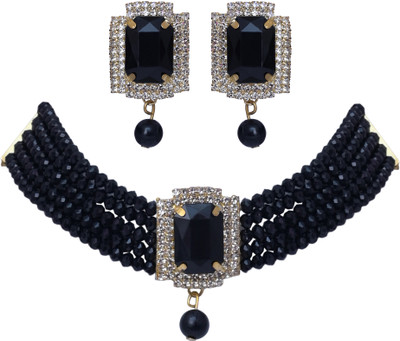 Darsha Collections Metal, Brass Gold-plated Black Jewellery Set(Pack of 1)