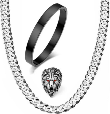 Vipunj Brass, Stainless Steel Titanium, Silver Silver, Black Jewellery Set(Pack of 3)