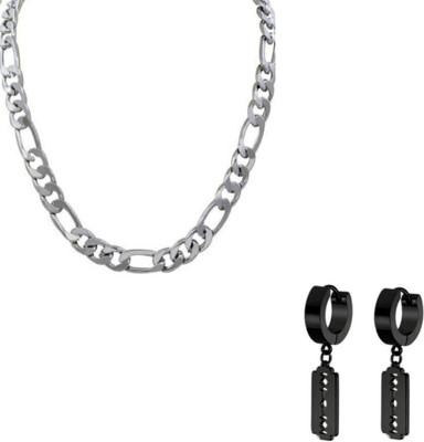 Vipunj Alloy, Stainless Steel Titanium, Sterling Silver Silver, Black Jewellery Set(Pack of 2)