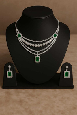 FRcollection Metal Silver, Green Jewellery Set(Pack of 1)
