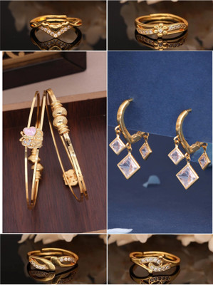 VEDDAA Brass Gold-plated Red, Copper Jewellery Set(Pack of 6)