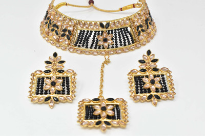 Meira Jewellery Brass Gold-plated Black Jewellery Set(Pack of 1)