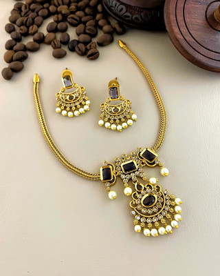 PBM CREATIONS Copper Gold-plated Purple, Gold Jewellery Set(Pack of 3)