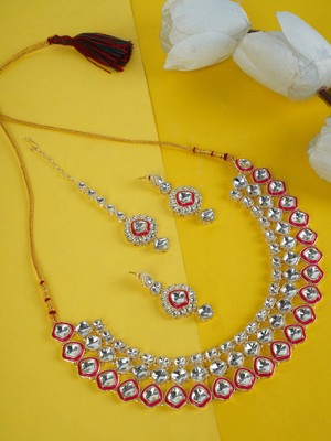 Divisha Alloy Gold-plated Pink, White Jewellery Set(Pack of 1)
