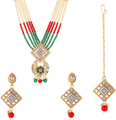Rhosyn Brass, Alloy Gold-plated Green, Gold, Red Jewellery Set(Pack of 1)