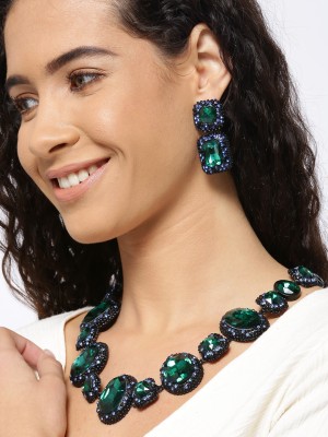 YouBella Alloy Green Jewellery Set(Pack of 3)