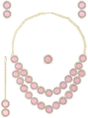 White pearl Alloy Gold-plated Pink, White Jewellery Set(Pack of 1)