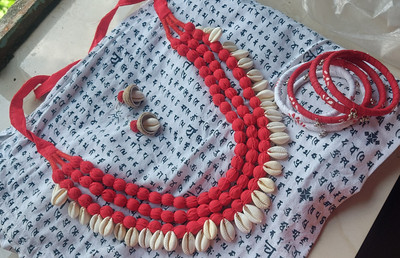 FASHION HOUSE Fabric, Jute Red Jewellery Set(Pack of 1)