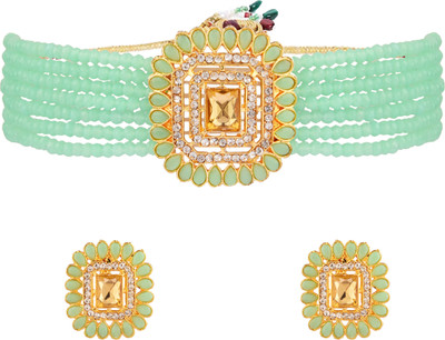 Nivaan Alloy Gold-plated Green Jewellery Set(Pack of 1)