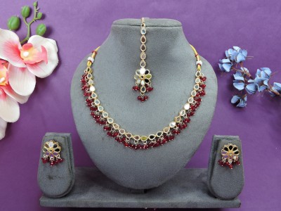 VATSALYA creation Alloy Gold-plated Maroon Jewellery Set(Pack of 1)