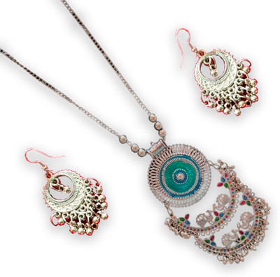 GLAMORSTYL Oxidised Silver Multicolor Jewellery Set(Pack of 3)
