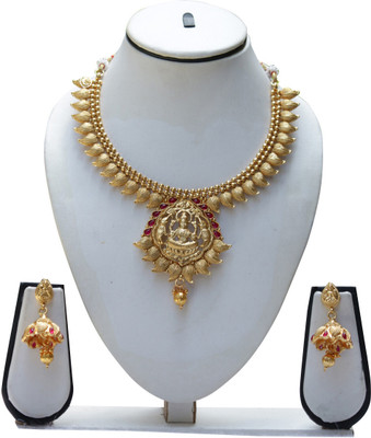 Swarajshop Alloy Gold-plated Maroon Jewellery Set(Pack of 1)