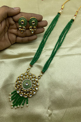 Shree Jai Sai Art Alloy Gold-plated Green Jewellery Set(Pack of 1)