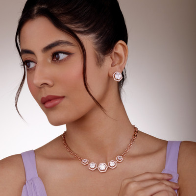 Kushal's Fashion Jewellery Copper Rhodium Rose Gold Jewellery Set(Pack of 3)