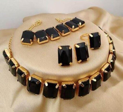 SAIRAM TEX FAB Brass, Copper Gold-plated Black Jewellery Set(Pack of 1)