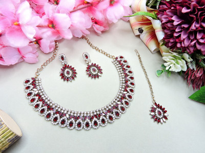 VATSALYA creation Alloy Gold-plated Maroon, Silver Jewellery Set(Pack of 1)
