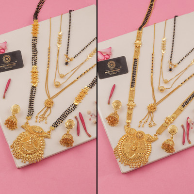 brado jewellery Brass Gold-plated Black, Gold Jewellery Set(Pack of 2)