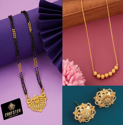 CRAFTSTER Brass, Alloy Gold-plated Multicolor Jewellery Set(Pack of 3)