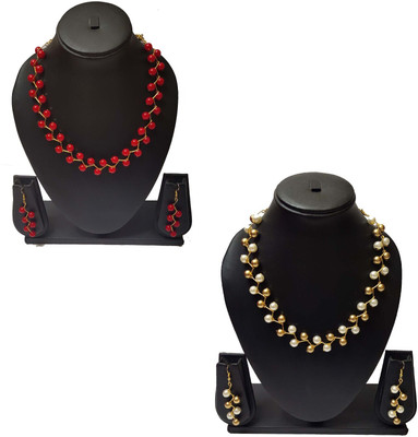 UTTARAI Alloy Gold-plated Red, Gold, White Jewellery Set(Pack of 1)