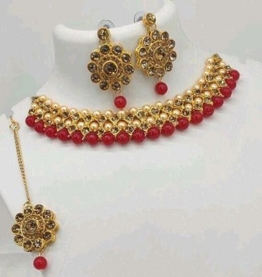 FASHOW Alloy Gold-plated Red, Gold Jewellery Set(Pack of 1)