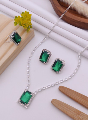 bulsenk Alloy Gold-plated Silver, Green Jewellery Set(Pack of 1)