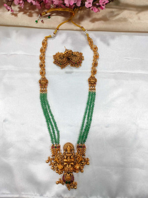 YIMBLI Traditional Wedding Wear Necklace/Jewellery Set For Women and Girls Gold-plated Plated Brass Necklace Set