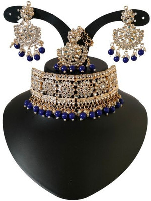 coloursful fashion Alloy Gold-plated Blue Jewellery Set(Pack of 1)