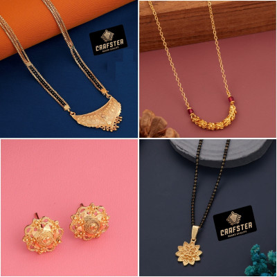 CRAFTSTER Brass, Alloy Gold-plated Gold, Multicolor Jewellery Set(Pack of 4)