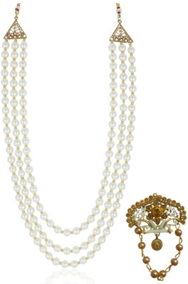 jiyanshi fashion Plastic Gold-plated White Jewellery Set(Pack of 2)