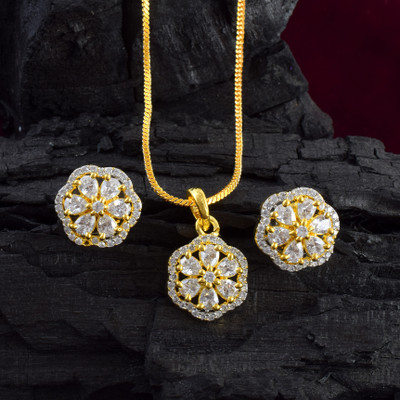 MOHIT JEWELS Brass Sterling Silver Yellow Jewellery Set(Pack of 1)
